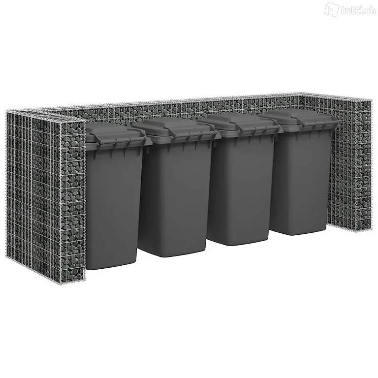  Gabionenwand für Mülltonnen Verzinkter Stahl 320×100×120 cm
