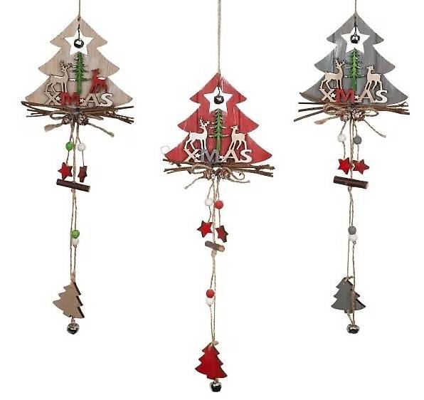 Baumschmuck 3 Tannenbäume mit viel Deko 37cm Holz