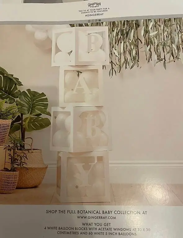 4 Ballon Blocks mit Text: BABY