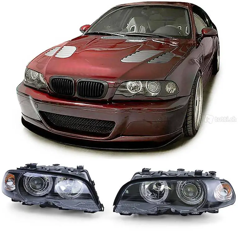  BMW 3er E46 Coupe Cabrio 99-03, Scheinwerfer Satz Angel Eyes