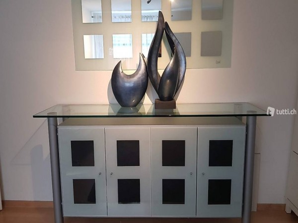 Völker Design Sideboard mit Glas, 4-türig
