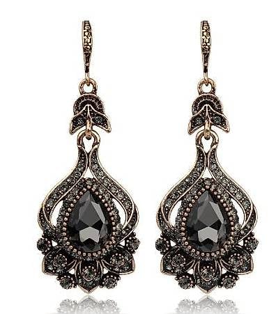 Ohrhänger, Ohrringe, Ohrschmuck, Modeschmuck, Dunkelgrau