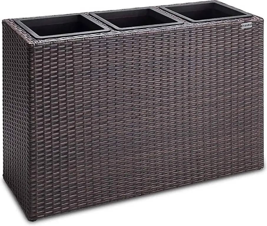 Casaria® Blumenkasten 3 Innentöpfe Polyrattan Herausnehmbar
