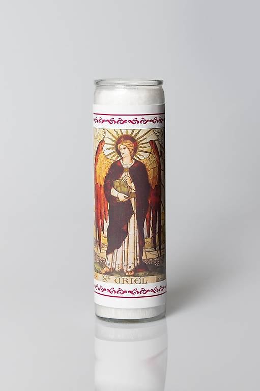 Erzengel Uriel Glas-Kerze 100h Brenndauer