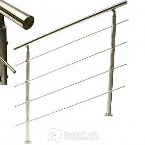 Edelstahl Treppengeländer 100cm Handlauf - 4 Querstreben