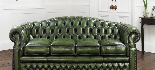  CHESTERFIELD 100% VOLLLEDER ANTIK OLD LEATHER SOFA 4 SITZER