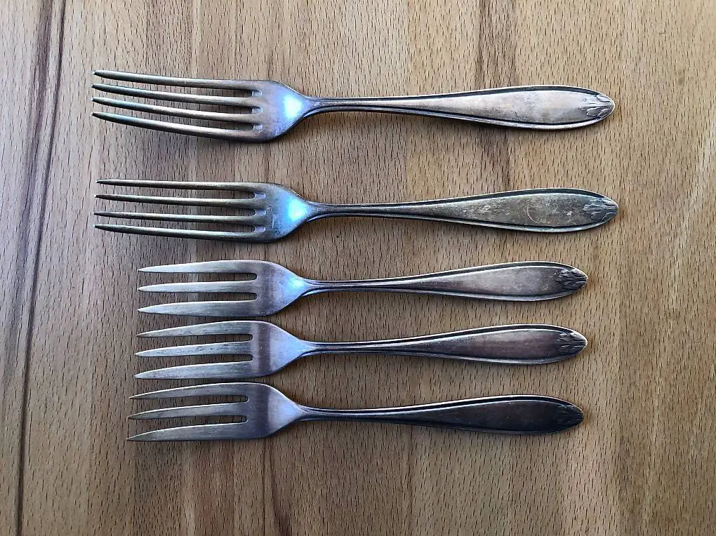 5 Gabeln WMF Patent Jugendstil versilbert Antik mit Punze