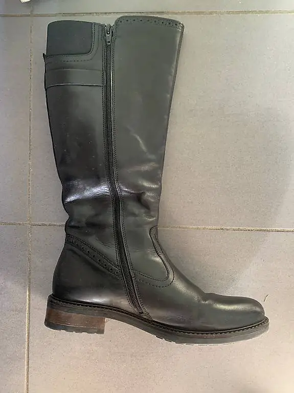 Lederstiefel schwarz Damen, Gr. 40