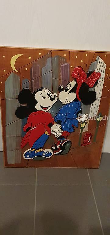 Mickey Maus & Minnie Maus Holz Puzzel-Bild Handmade