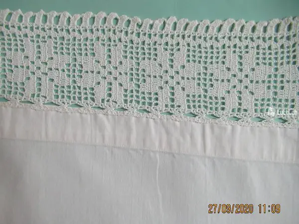  Leintuch, Oberleintuch, 100% Leine mit gehäkelter Spitze