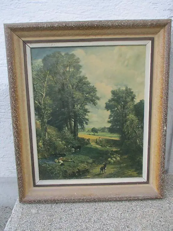 Kunstdruck historische Landschaft 40er 50er 53,5 x 62,5 cm