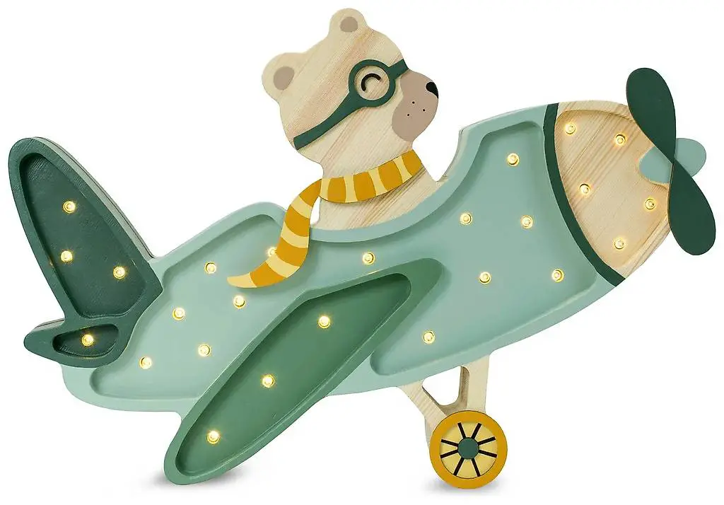 Nachtlicht Antikes Flugzeug Grün (Little Lights)