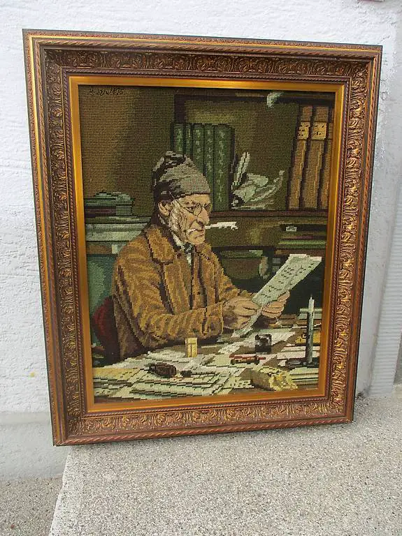 Gobelin-Bild Gemeindeschreiber Albert Anker Literat TOP
