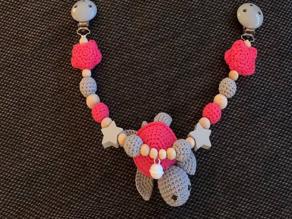 Kinderwagenkette Schildkröte pink