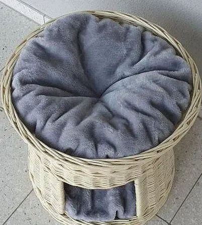 Katzenkorb weiss, 2-stöckig Weidegeflecht, Fabrikneu