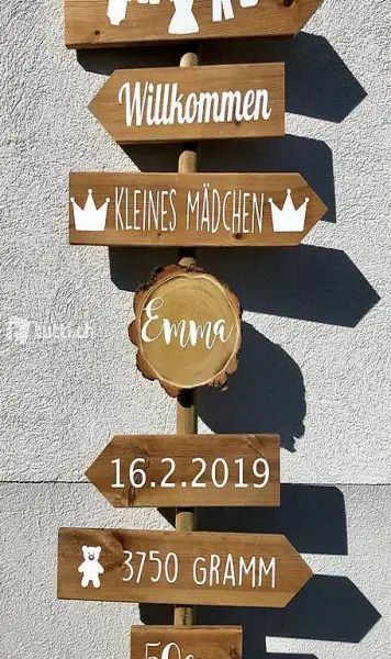 Wegweiser zur Geburt, Geburtstafel, individuell angefertigt