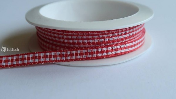 Karo Band rot weiss 5mm 10 Meter