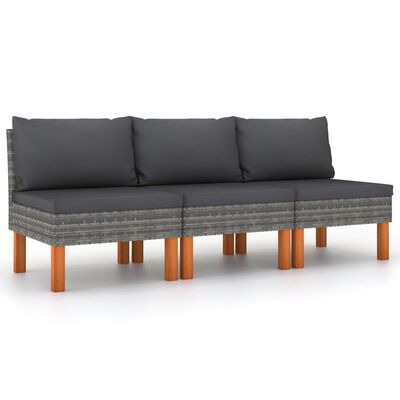 vidaXL Mittelsofas 3 Stk. Poly Rattan undSKU:315759