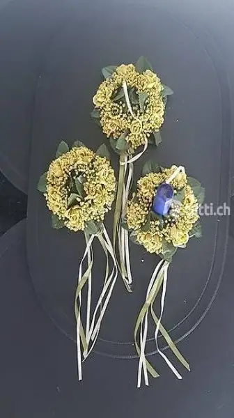3 Kränze senfgelb zur Dekoration