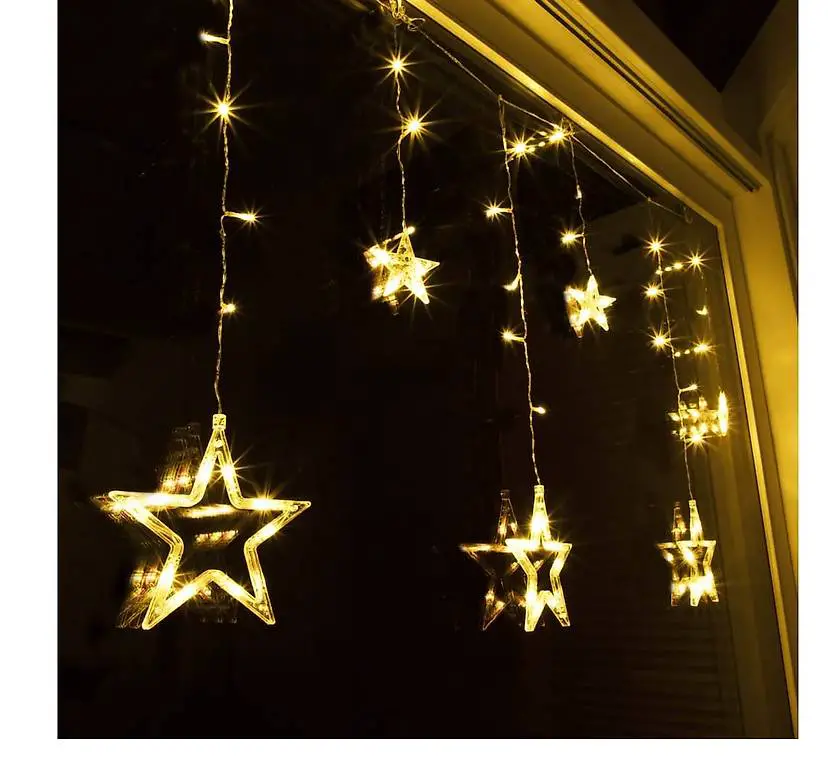 Lichtervorhang Sterne mit 63 LEDs