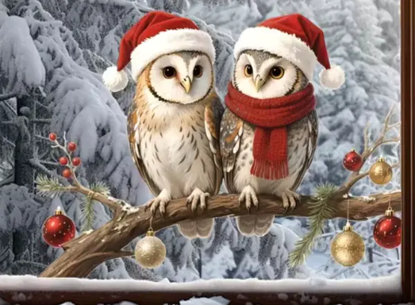 1 Blatt statische Doppelseitige Weihnachtseule Fensterfolie