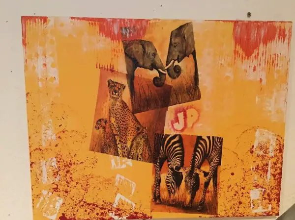 Bild Elefanten Giraffen und Leoparden