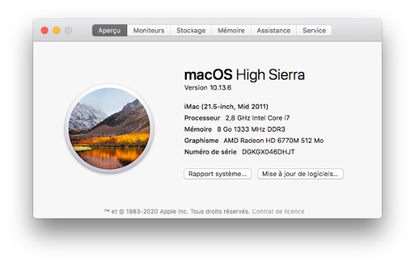 iMac 21, 5¨ - Fin 2011- Intel i7 2, 8 GHz, 1To, 8Go ram