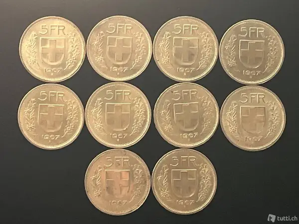 Silbermünzen 10* 5 Franken