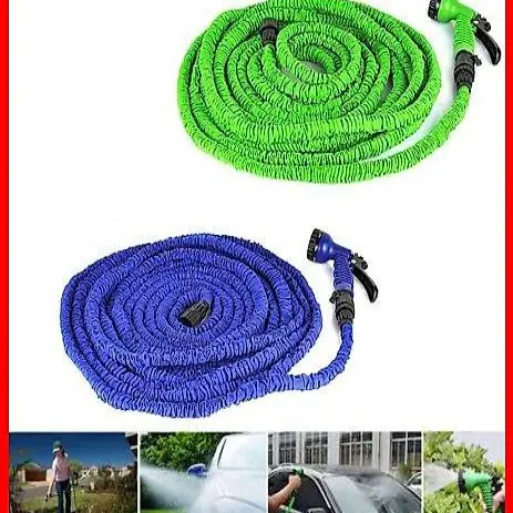  30m Flexibler Gartenschlauch grün oder blau + Düse