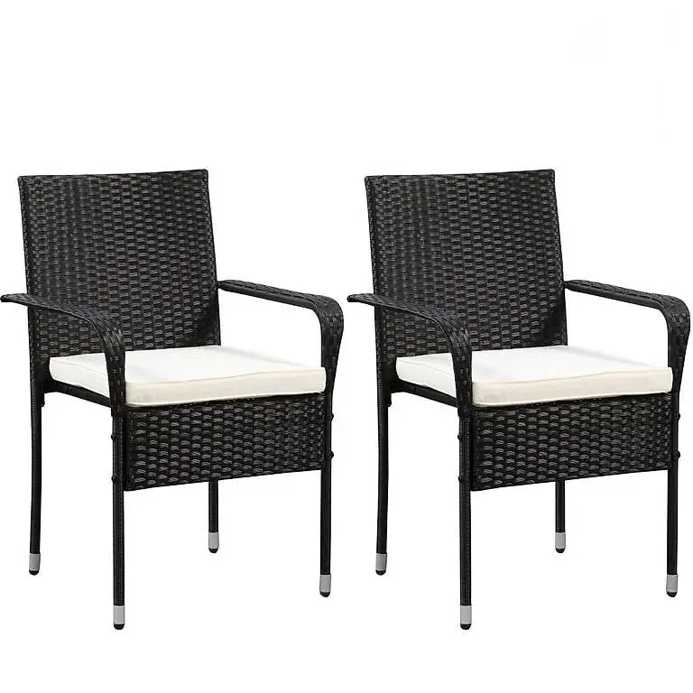 Rattanstühle MALAGA 2er Set schwarz