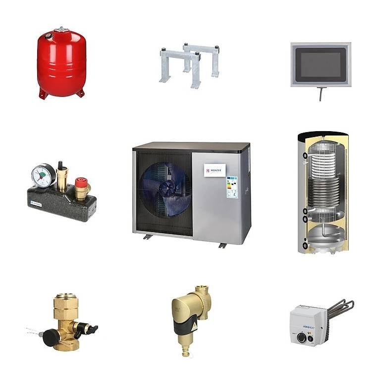 12 kW Wärmepumpenpaket mit Frischwasserkombispeicher 500 L