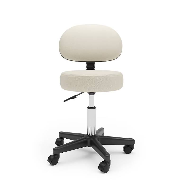 Drehstuhl Rollhocker mit Rückenlehne beige