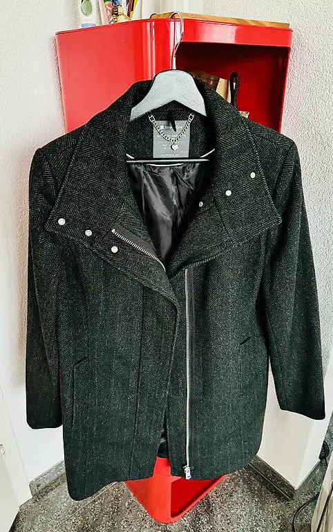 Street One Mantel Damen Jacke Parka Gr. EU 40 Wolle Schwarz