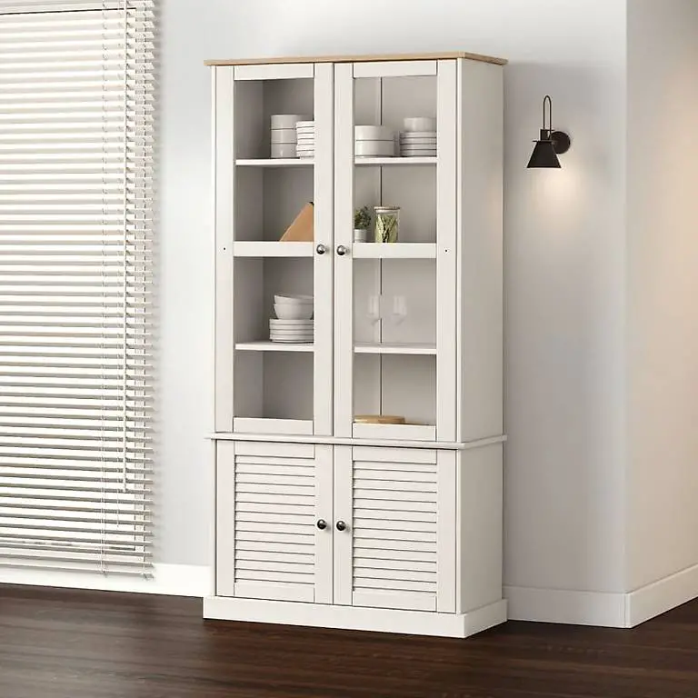 Vitrine VIGO Weiss 85x35x170 cm Massivholz Kiefer