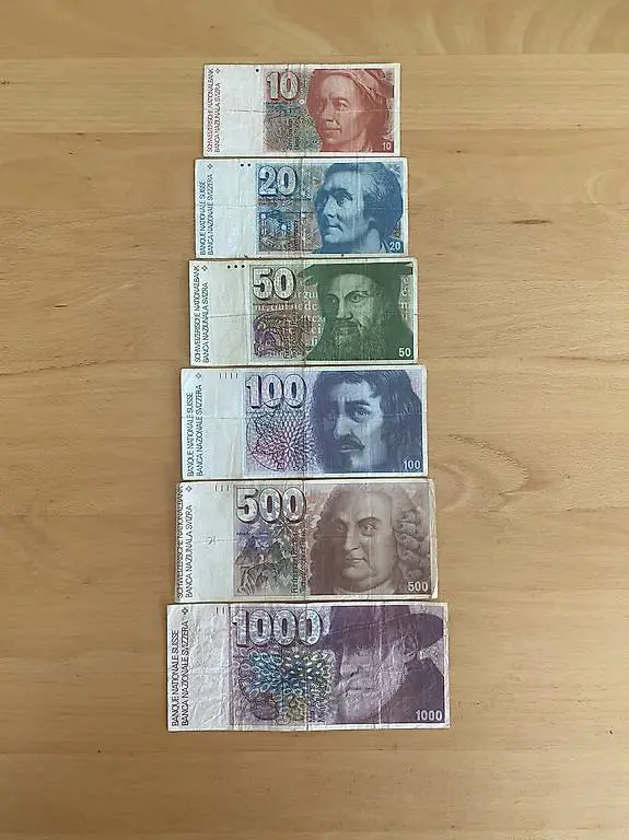 Banknote Schweiz komplette Serie 6 10 bis 1000 Franken