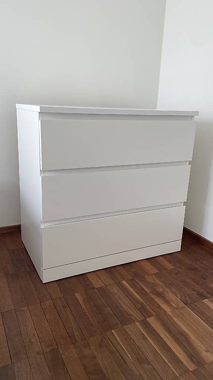 Kommode mit 3 Schubladen, weiss, 80x78 cm