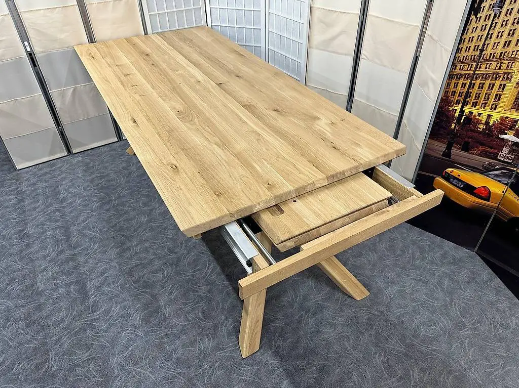 Tisch MILO Asteiche massiv Bianco 200/300 x 95 cm