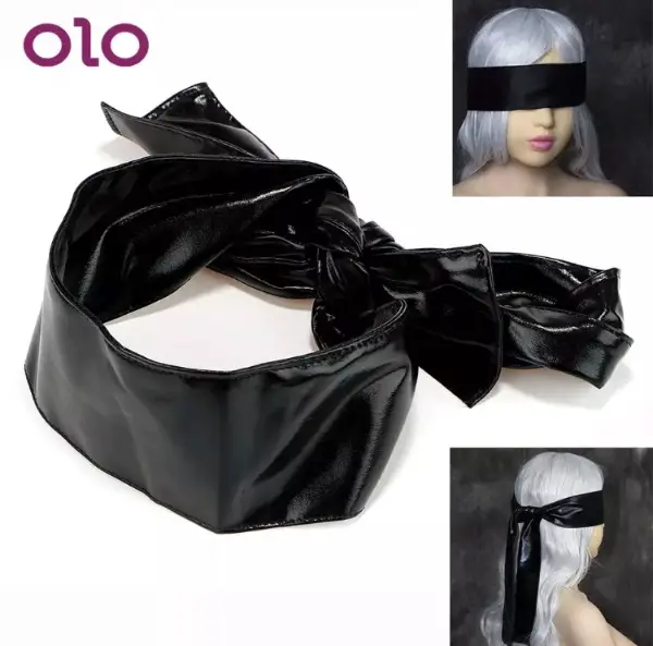 Augenbinde Schwarz Patent Leder