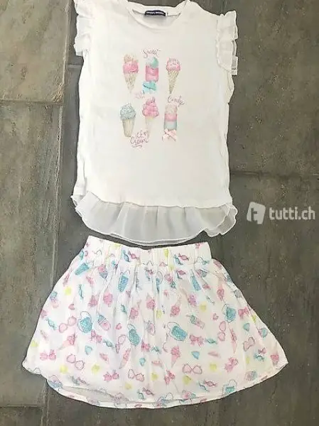 Sommer Set kurze Hosen Top Rock Shirt 9 Teile Gr 104 110 116