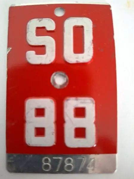 alte SO-Velonummer /SO-Fahrradnummer, SO 88