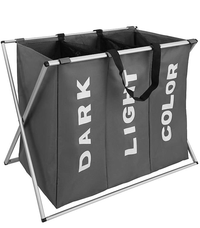 Wäschesortierer dunkelgrau mit Aluminiumgestell