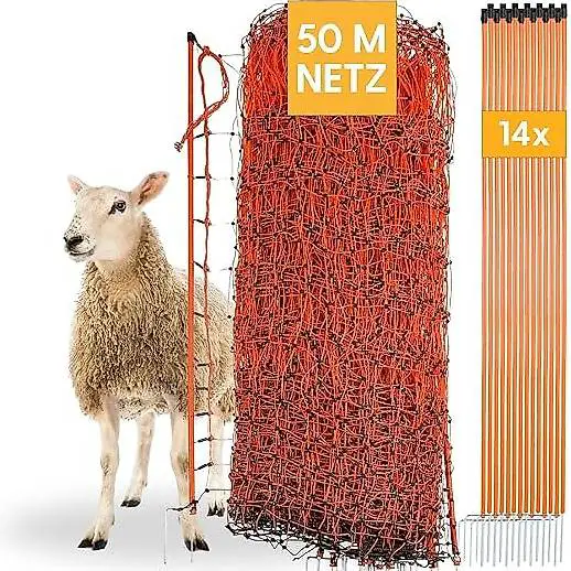 Schafzaun Elektro Netz 50m x 108cm, Orange