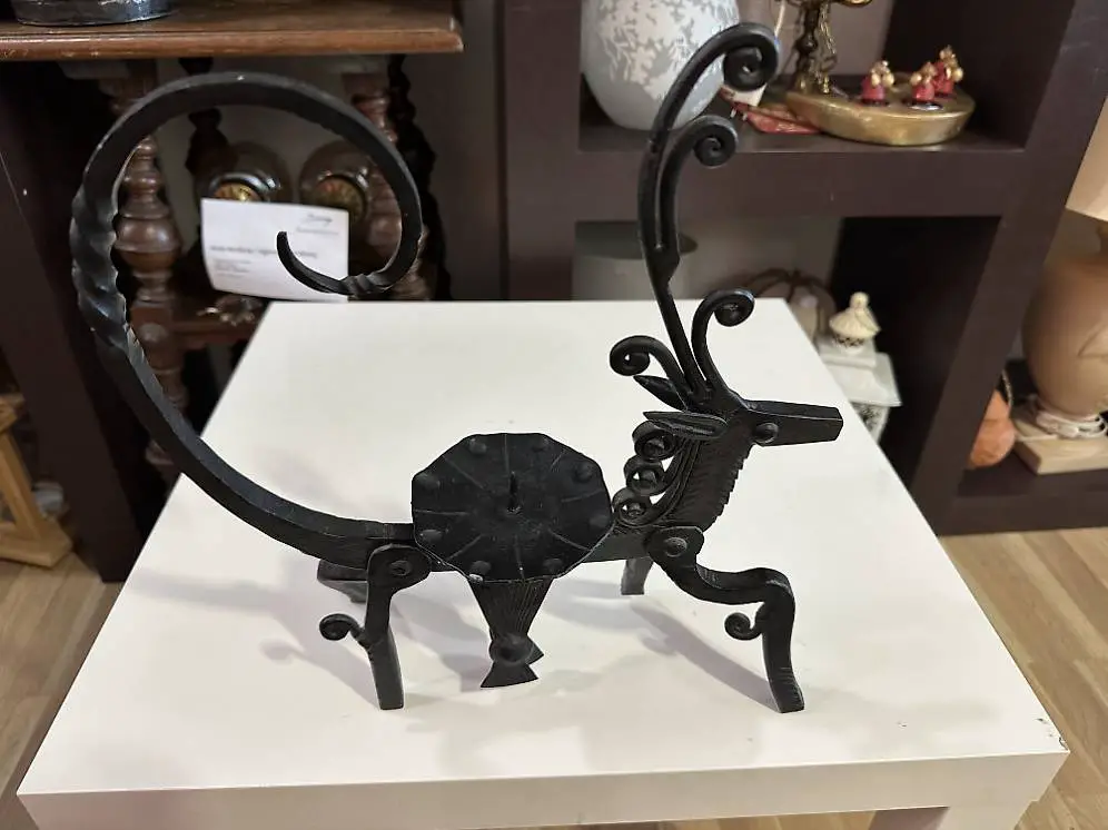 Vintage Schmiedeeisen Kerzenhalter Fabeltier