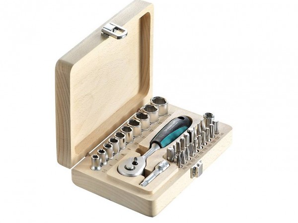  Steckschlüsselsatz Technocraft, 1/4", 32-tlg. in Holzbox