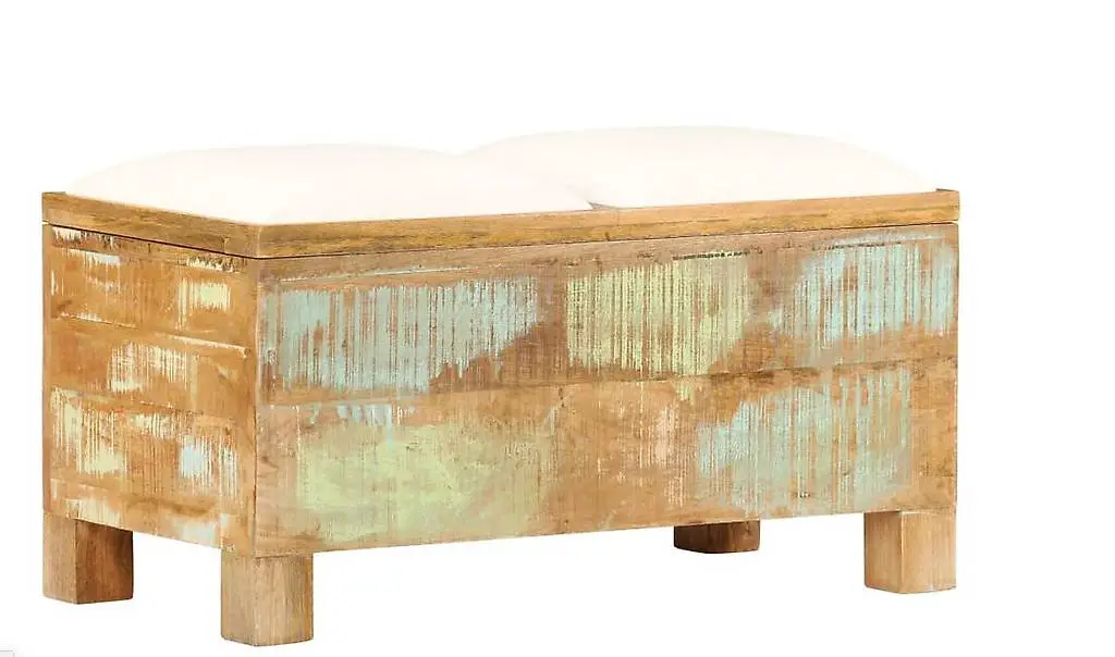 Sitzbank mit Stauraum Altholz Massiv 80x40x40 cm