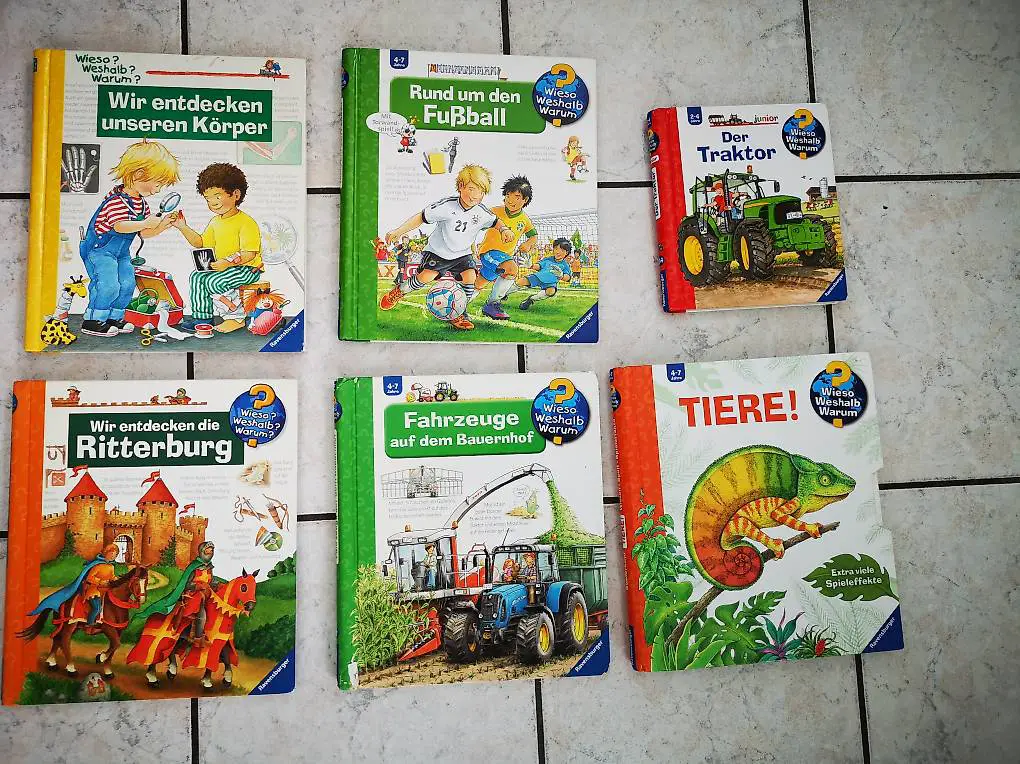 5 x wieso weshalb warum Bücher, Körper, Fussball, Ritterburg