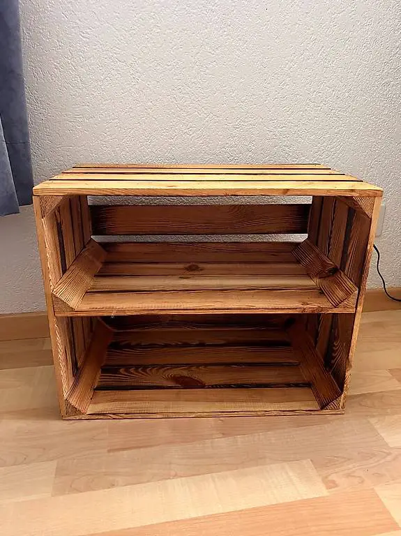 Holzkiste mit Regalboden, braun, Regalkiste