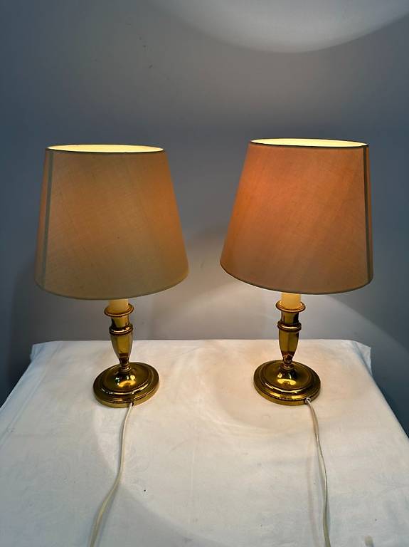 2er Set Vintage Lampen im klassischen Stil - Messingfuss