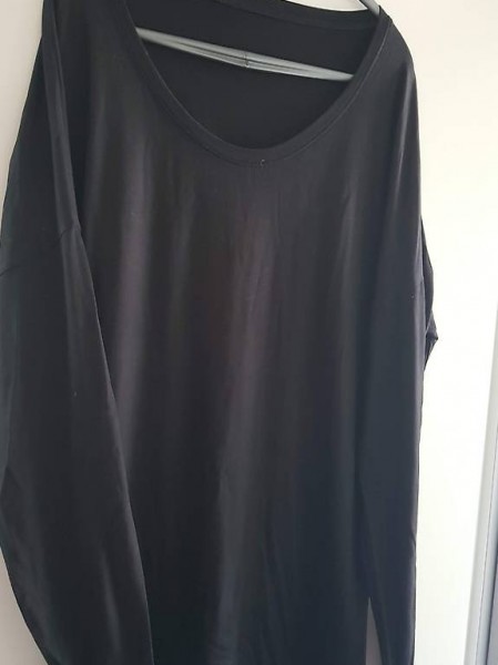 Viskose Damen Shirt mit Fledermausärmel, schwarz, Gr. XL Neu
