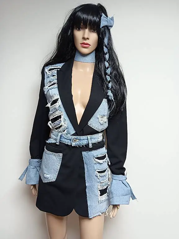 Damenblazer unikat, neu mit etikett, jeans applikationen